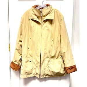 Mackintosh New England Jacket Women’s XL Tan Utility Zip Barn Coat Pockets Dune